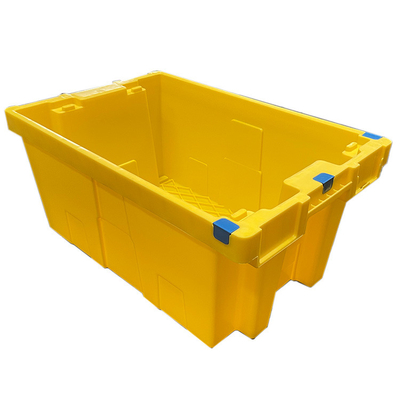 60 x 40 x 27.5cmのHDPEの黄色いプラスチック移動木枠のNestableプラスチック木枠