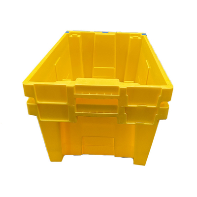 HDPEの黄色いNestableプラスチック木枠の頑丈で積み重ね可能な移動木枠