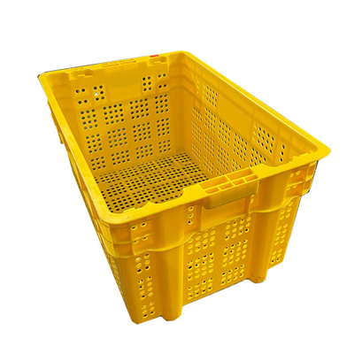 600のX 400 X 315mmのフルーツのプラスチック木枠は色のHDPEの移動木枠を黄色にする
